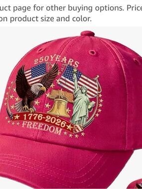 Freedom 250 Years Embroidered Pink Cap by